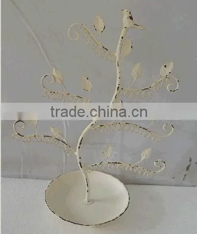 Antique white handmade metal jewelry display holders