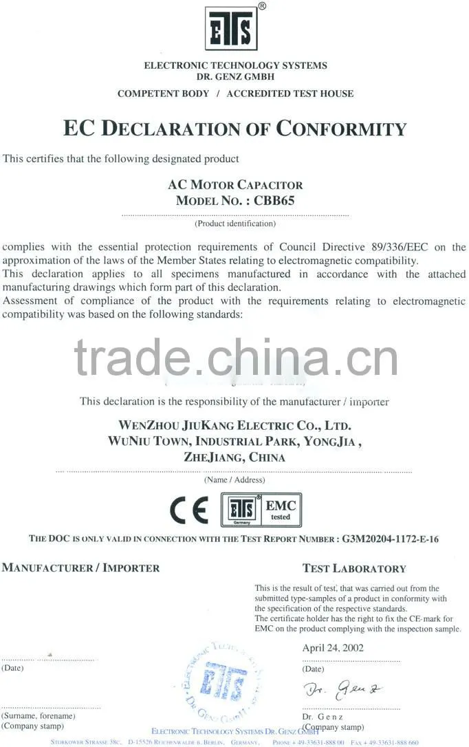 air conditioning capacitor CBB65(terminals lead)