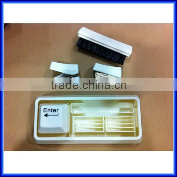 Money saving 3 in 1 multifuntional keyboard office stationery, useful brush stapler paper punch office stationery