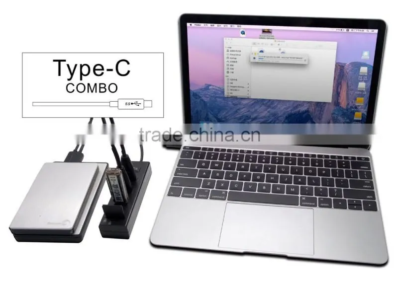 USB 3.1 Type-C (USB-C) Hub combo 3 USB3.0 Port and High speed SD TF MMC card reader with Power Switch