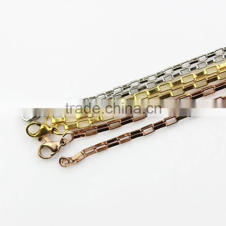 Low price 50cm rose gold color snake chain 316 stainless steel floating locket chain