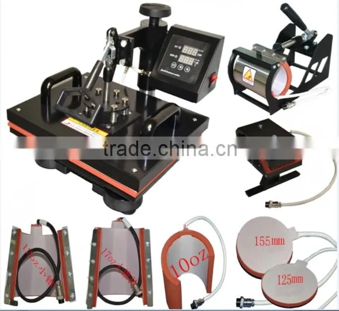 Digital 6 in 1 Combo Heat Press Printing Machine for t shirt printing, cap printing, mug printing and plate...