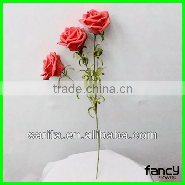 hot sale 3 pcs artificial foam roses