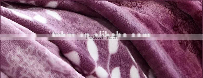 Leaves pattern 100% polyester flannel blanet