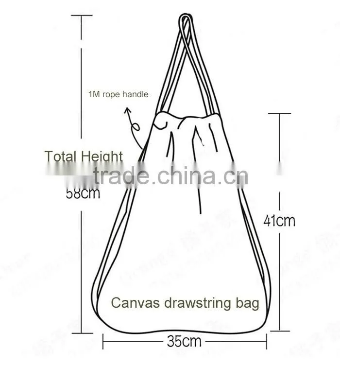 Canvas school bag drawstring backpack bag