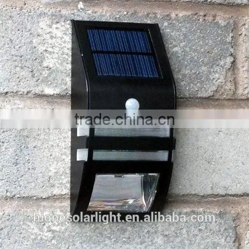 2 LED Stainless Steel Solar Powered PIR Motion Sensor Wall Light