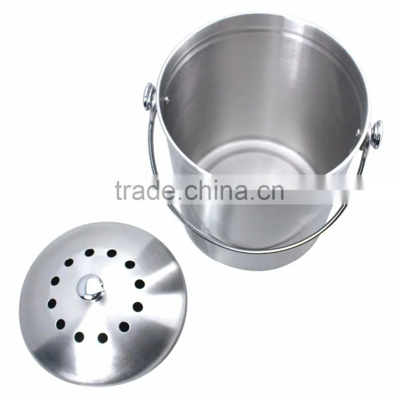 Indoor mini stainless steel 304 compost bin with filter