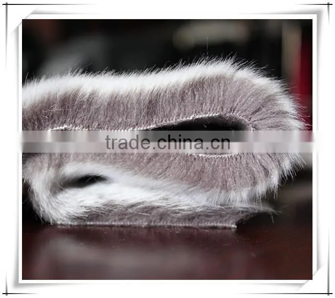 grey long pile fake fur fabric