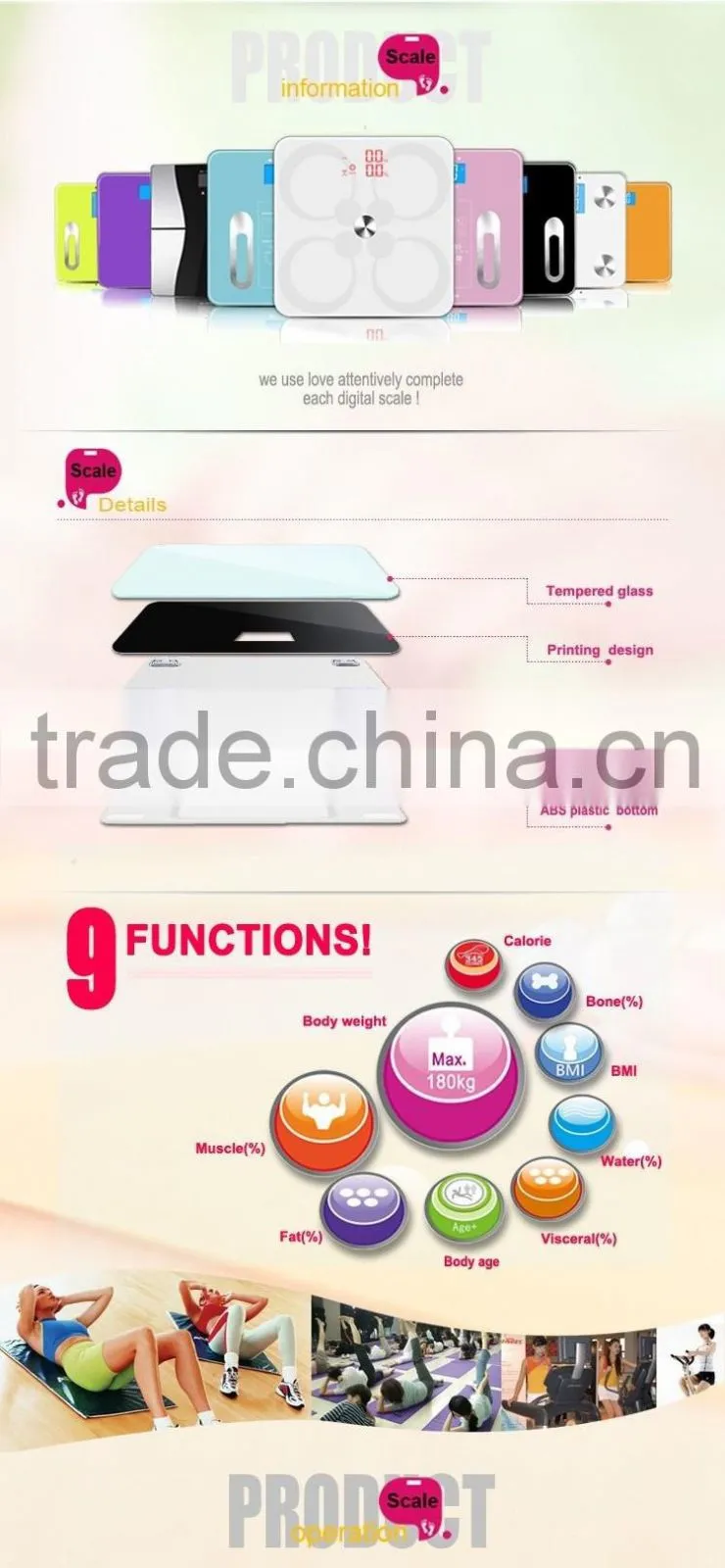Bluetooth Body Fat analyze scale, body compositon smart scale Bluetooth function
