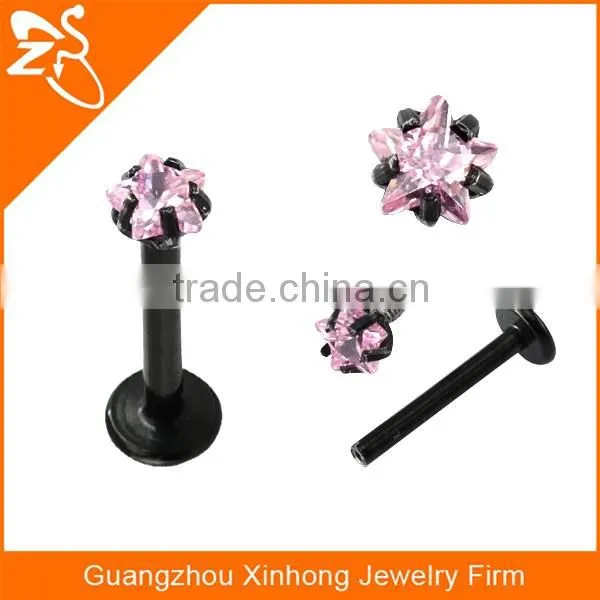 unique surgical steel lip stud labret with star internally threaded lip rings