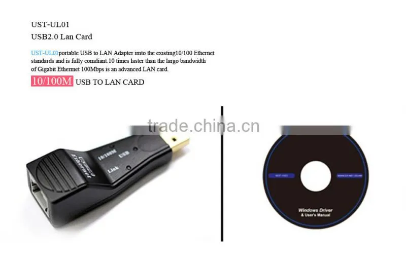 blak Usb 2.0 external network latest lan card with led light High Speed 480Mbps