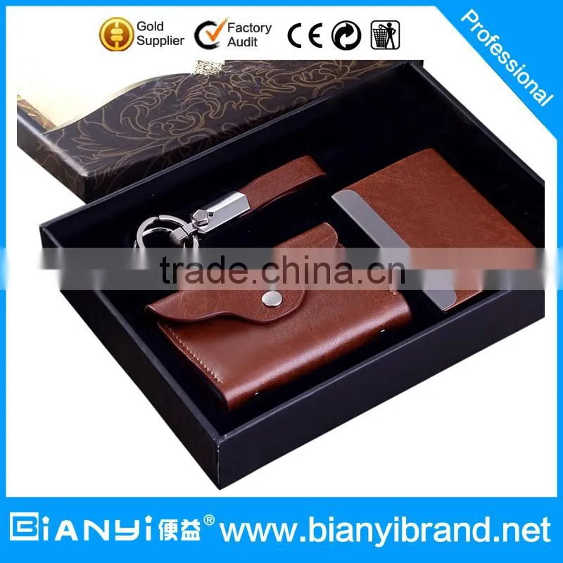 Business Name Card Holder Sets With leather keychain rope set