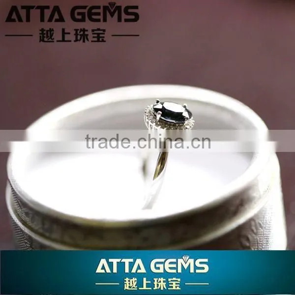 Fantastic 18K white gold women's ring-fashion gemstone ring with natural blue sapphire and diamond