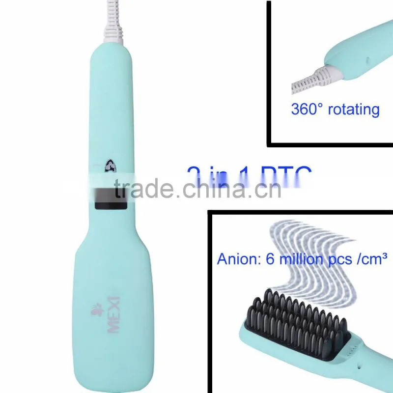 Rubber Coating PTC Heating Gorgeous Anion Hair Straightener Hair Straightener Brush