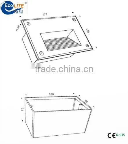 2015 wholesale Aluminum 6000k outdoor recessed led stair wall light