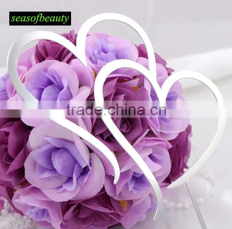 China Cheap Double Heart Cake Toppers for Party CT8