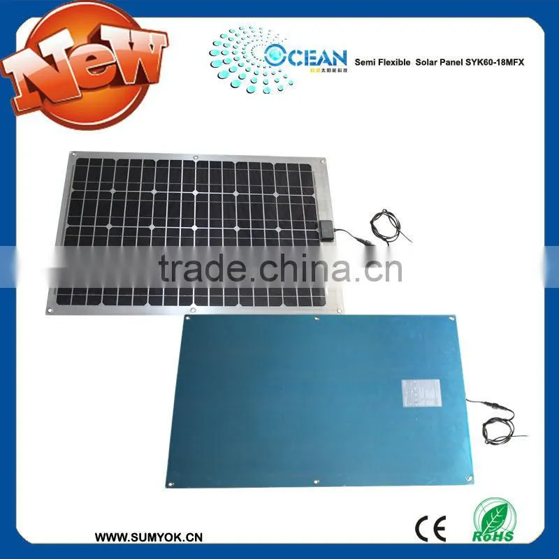 60w 12v semi-flexible solar panel can be fixed on your boat, caravans