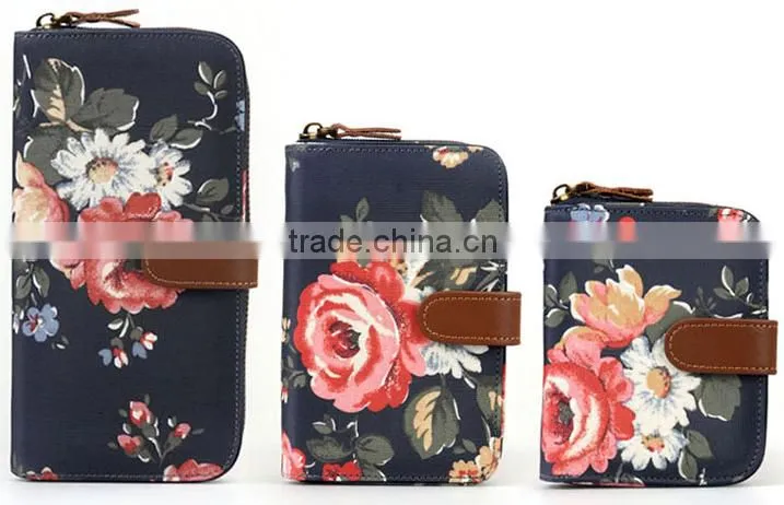 Fashion Canvas Zippered Clutch Wallet For Girls