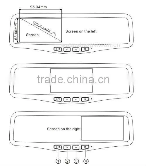 4.3 inch rearview mirror car monitor