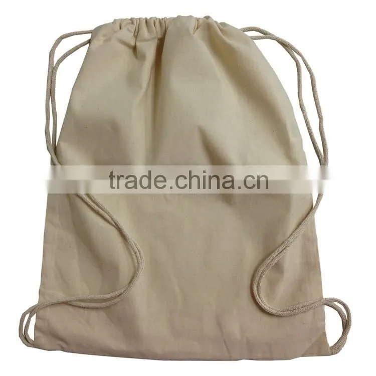 White Cotton Drawstring Bag, Printed Cotton Drawstring Bag