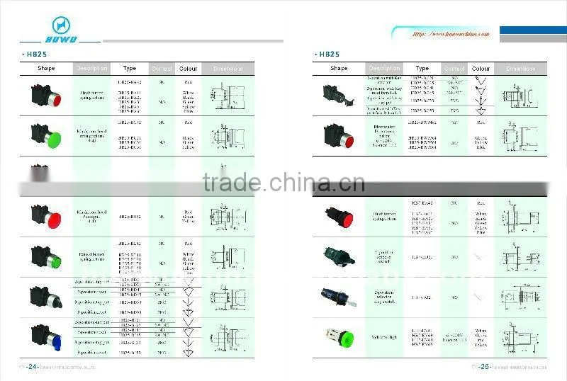 Spring return Push button switch