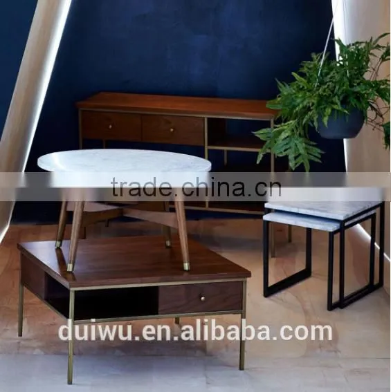 Foshan shunde factory home metal furniture small marble beside table