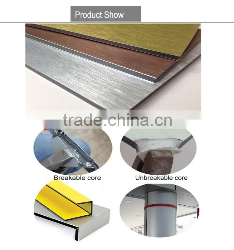 Brushed Aluminium Composite Panel Gold Silver interior decoration Signage ACM panel