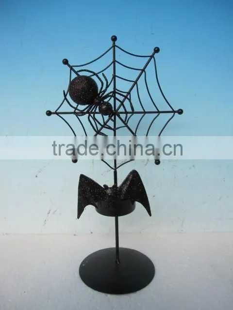 metal halloween spider with glitter for halloween decoration