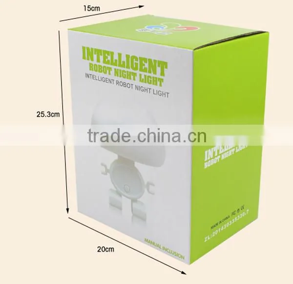 2015 New Creative Intelligent Robot Lamp Lovely Light and Sound Control LED Night Light