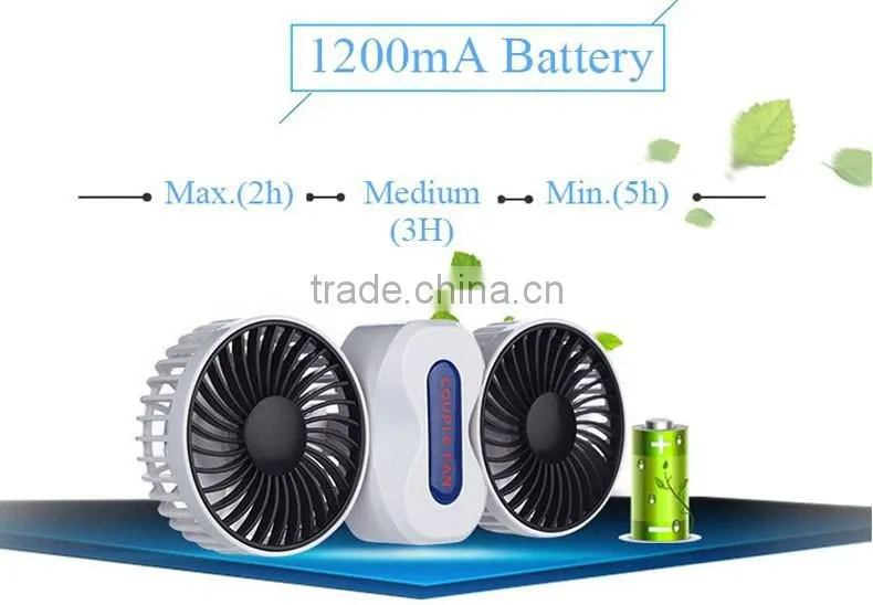 Couple fan rotate Foldable Double fans heads Handheld Rechargeable Portable Mini Usb Fan
