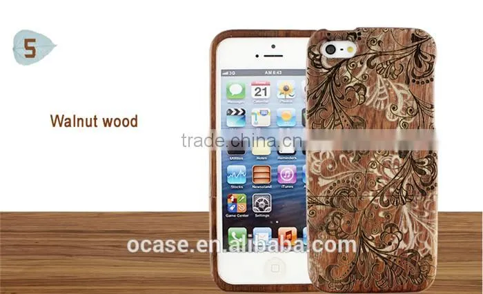 Graceful Flower Wood Engraving Case Protective Case for Iphone 5/5s/6/6s