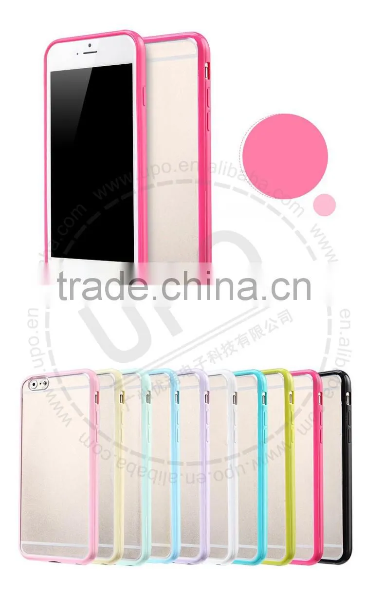 Flexible Soft gel tpu bumper and slim transparent hard PC plastic back clear case cover for iPhone 6 6s