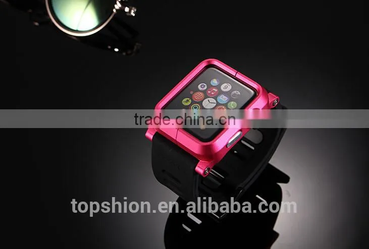 2016 hot new products for Apple watch silicone band wristband strap with aluminum metal case cover