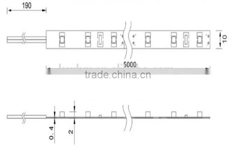 2015 Popular 240Leds 10mm Wide 24W 24V SMD3014 Led Strip