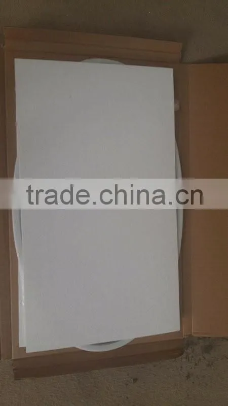 Hot sale tempered glass table top and stone effect painting base fiberglass coffee table
