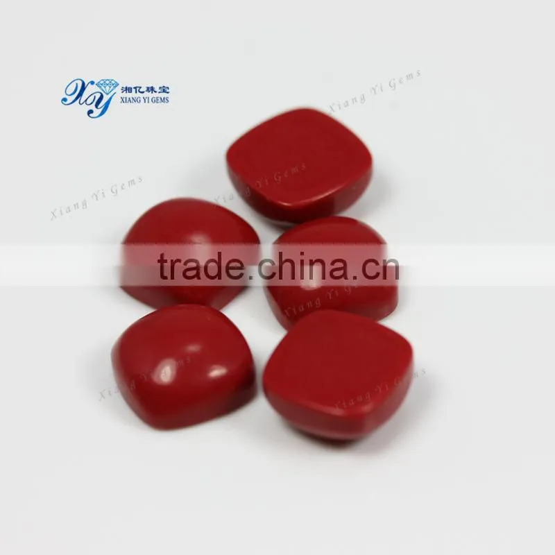 Nicely Polished Synthetic Turquoise 10x10mm Red Loose Gemstone Cabochons Square Shape Turquoise