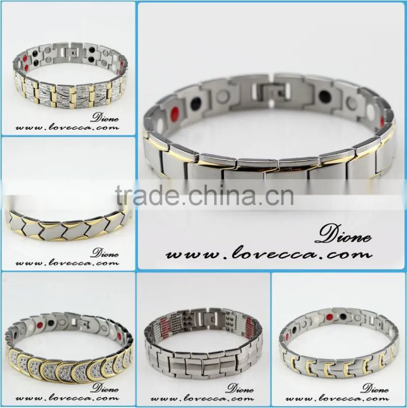 Health care silve gold men magnetic health bracelet armband