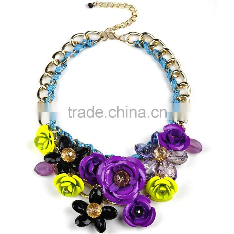 Flower necklace love forever christmas jewelry colored rosary