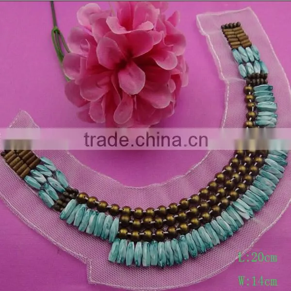 2015 top quality hot selling graceful style favorable wholesale price crystal beaded crochet collar lace for bridal accessory