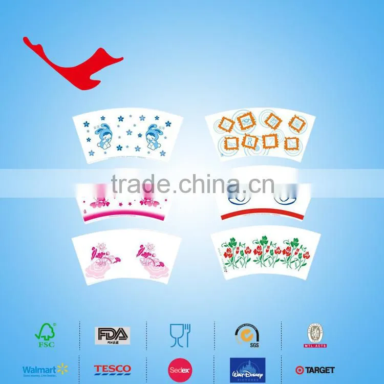 PE coated Disposable paper cup fan/piece for coffee beverage