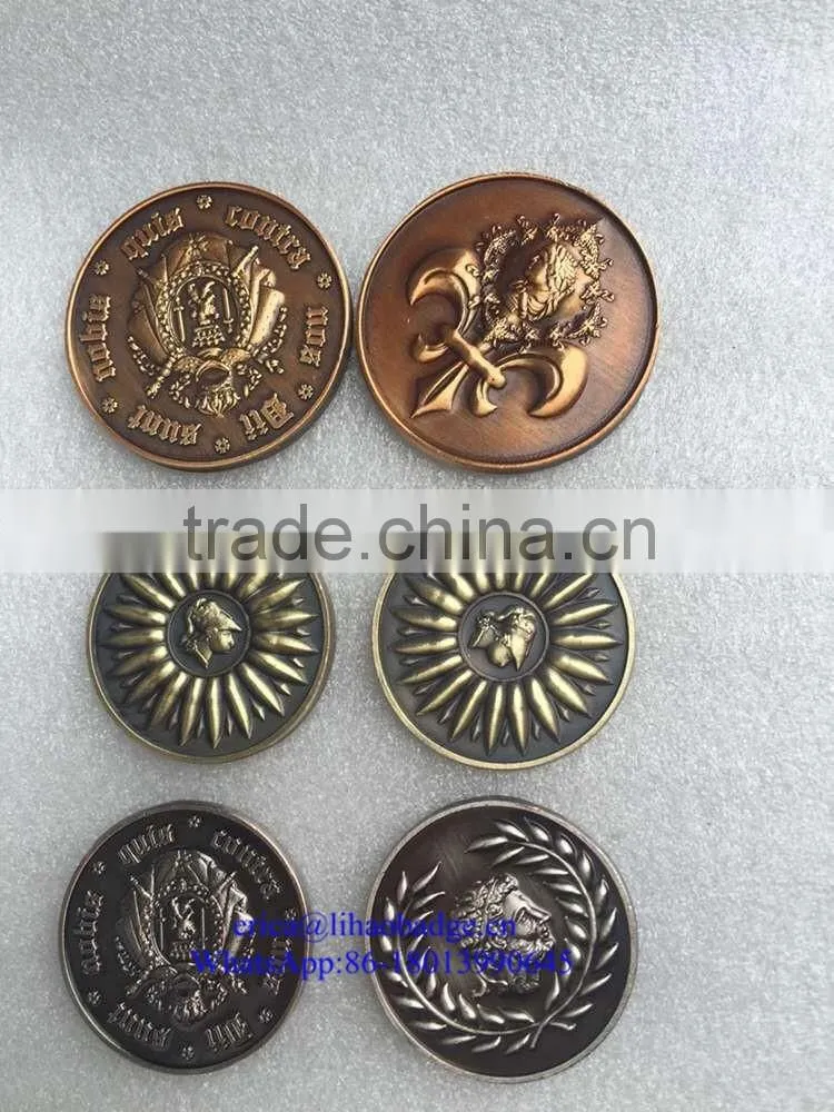2016 high end custom antique bronze metal old souvenir world coins