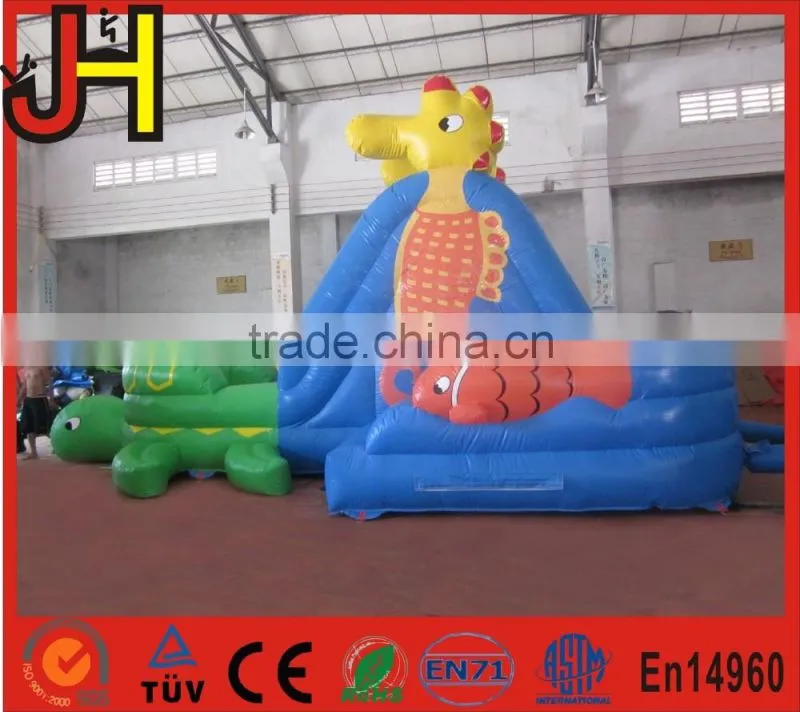 Hot sale inflatable pool side, ocean theme turtle bounce house, pool water slide