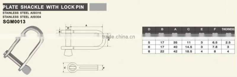 Sale high polished steel bow and d shape 4mm shackle