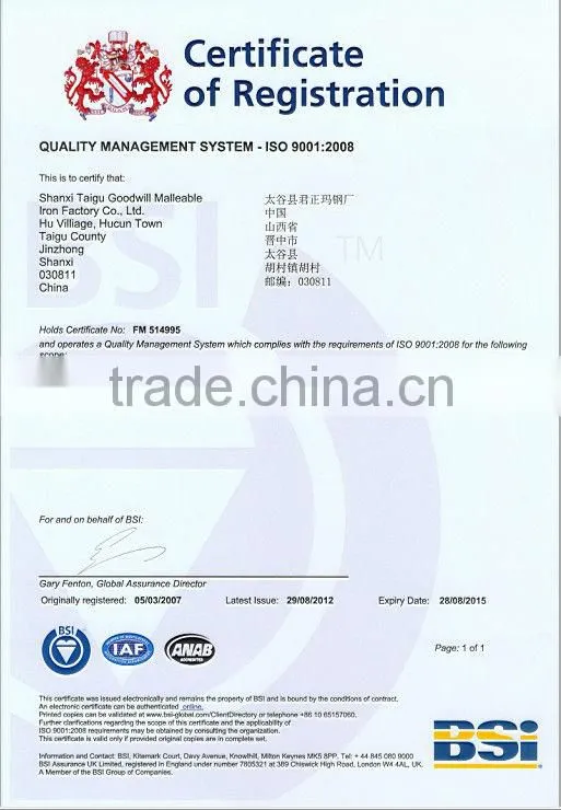 Black Malleable Iron Pipe Fittings Dimension ISO49