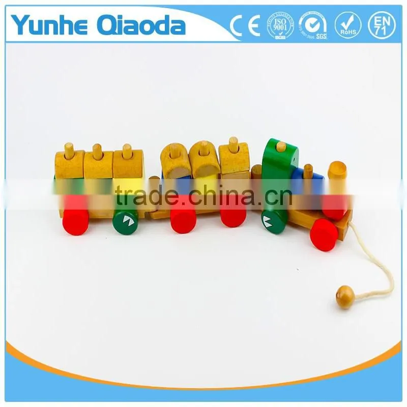 Wood Puzzle Train Toys Geometric Building Blocks Education Gift