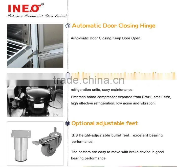 Four Doors Upright Commercial Stainless Steel Door Freezer/Marine Freezer/Small Upright Freezers