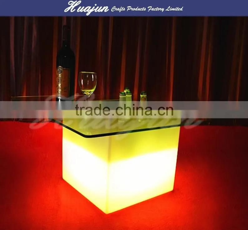 16 color led bar table with ice bucket and glass top