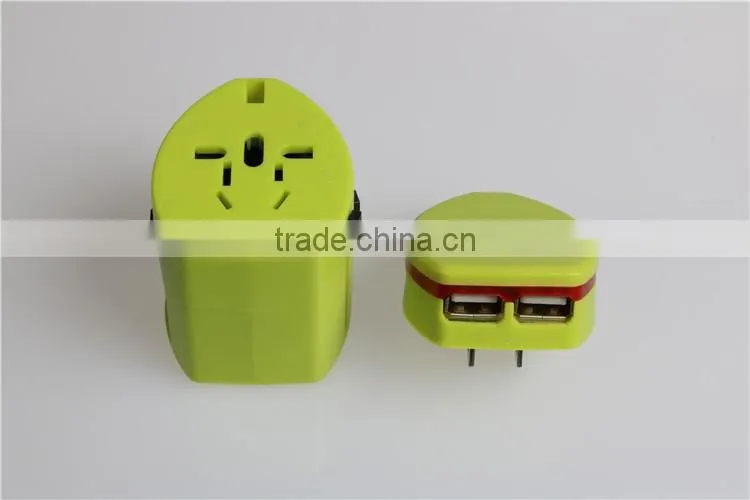 Hot selling dual USB universal adapter set with 100mA output travel adapter set with UK/EU/AU/US plug for mobile phone