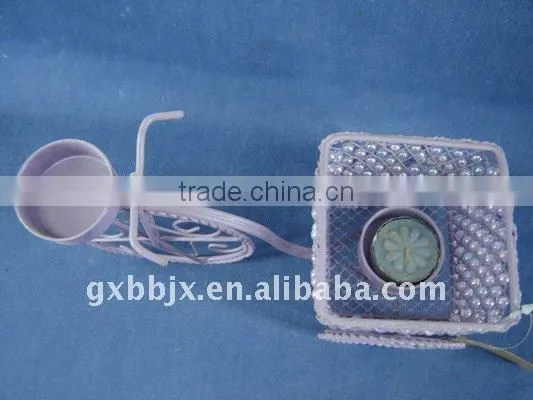 Purple pearl wire car shape decorative candlestick craft