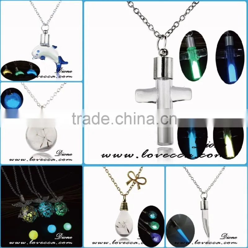 Luminous glass anchor necklace jewelry cheap jewelry glow in the dark